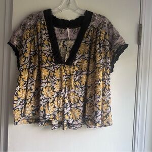 Free People Boho Floral Babydoll Top | Size M